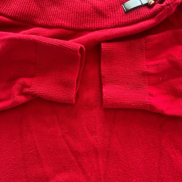 Lauren Ralph Lauren Red Cotton Buckle Neck Detail Long Sleeve Sweater M - Picture 3 of 6